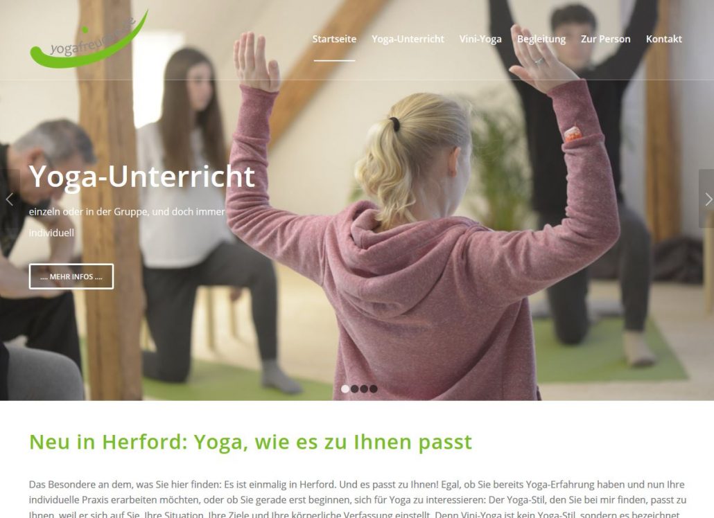 Texter Bielefeld: yogafreuden.de bekam von NA SO WAS das Website-Konzept, die Texte und das Foto-Konzept.